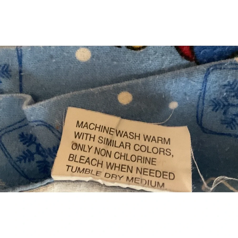 VTG Disney Twin Sheet SET 100% Cotton Flannel Winter Mickey Donald Minnie Pluto